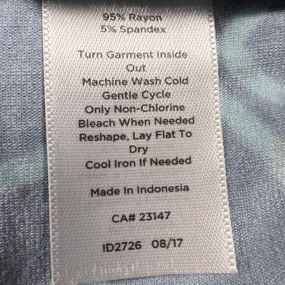 Talbots Jersey Pull On A-Line Maxi Skirt Navy/Baby Blue Geometric Print Size L - Picture 5 of 6